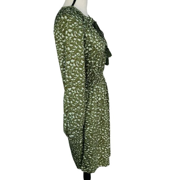 Style & Co Petite Small PS Dress Long Sleeve Tie Keyhole V-Neck Olive Green New - Picture 4 of 9